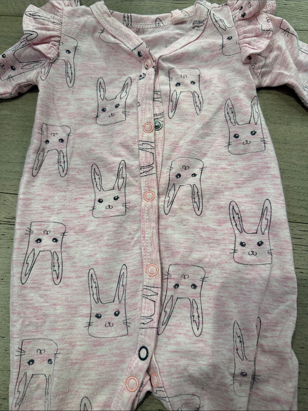 Jessica Simpson Pink Bunny Print One-Piece Footie